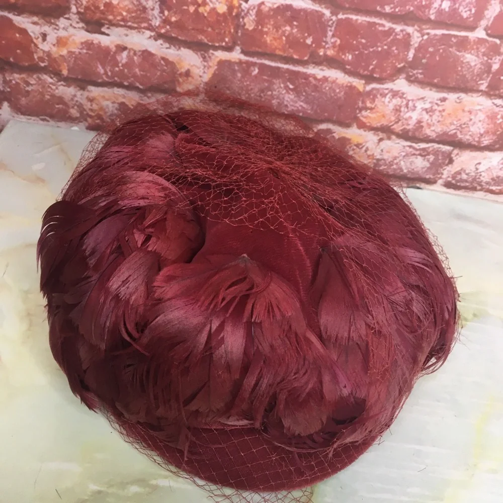Feathered Vintage MCM Mulberry Purple Flapper Inspired Cloche Hat